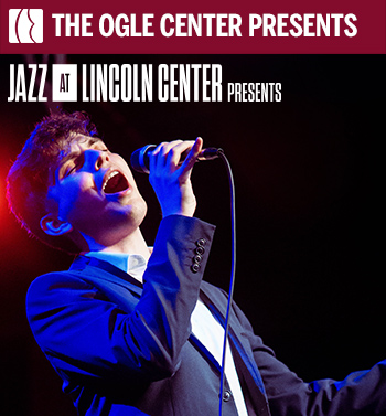 Singer performing onstage for World on a String: Swinging Songs of Broadway, presented by Jazz at Lincoln Center.